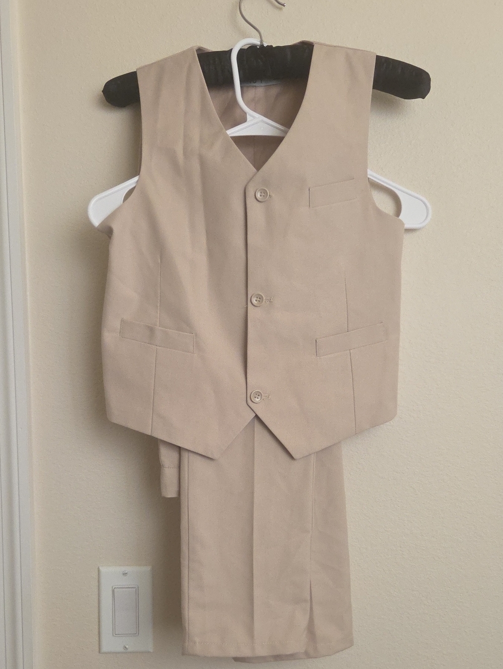 Children's Beige Dress Vest & Pants Set - Classic Formalwear